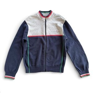 Paul Smith Junior Zebra Zip Up Knit Cardigan Jacket Sweater Gray Navy Boys 10